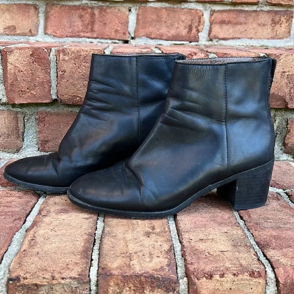 Madewell Black Leather Pauline Boot Zipper in Heel 8.5